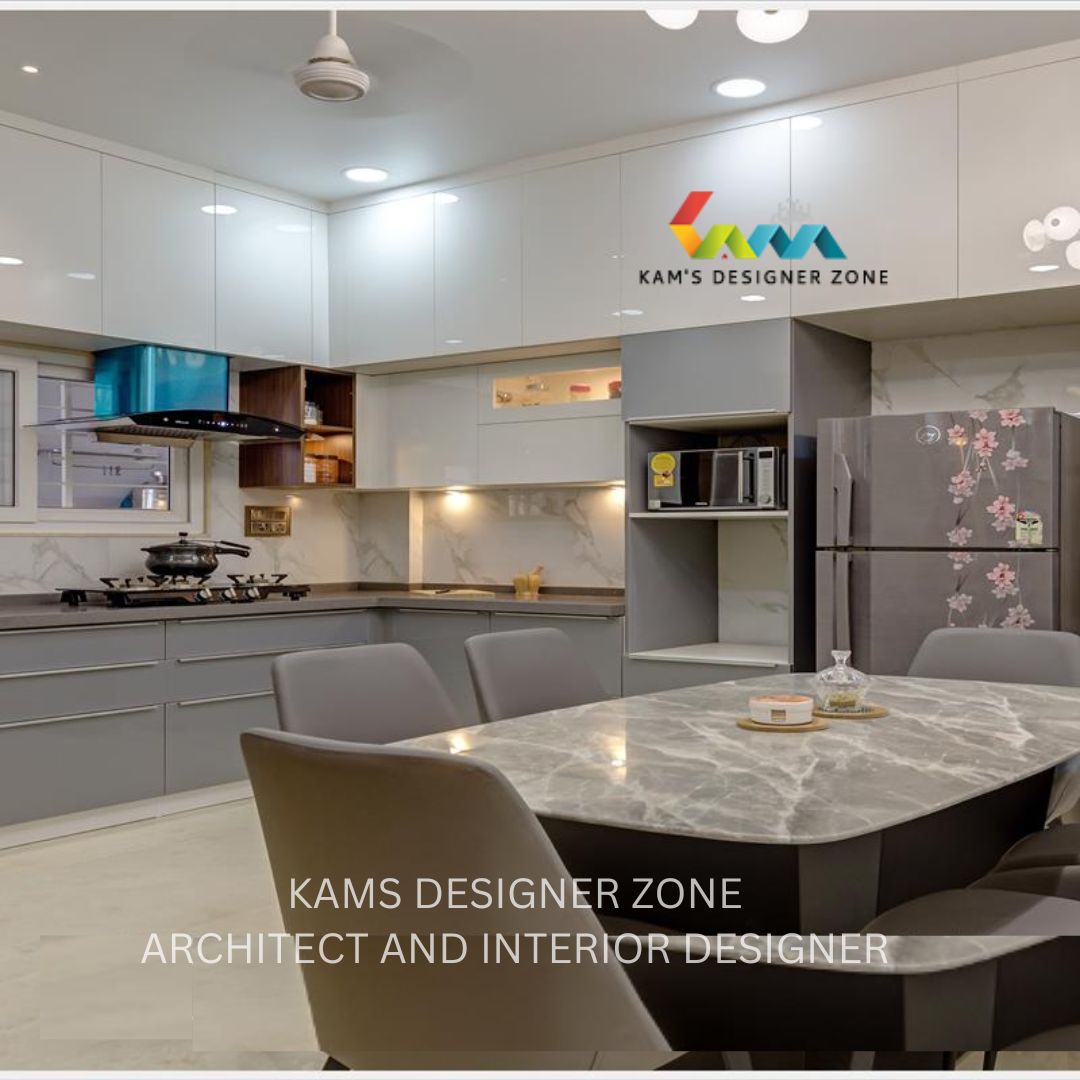 A Spacious L-Shaped Kitchen With A Dining Area